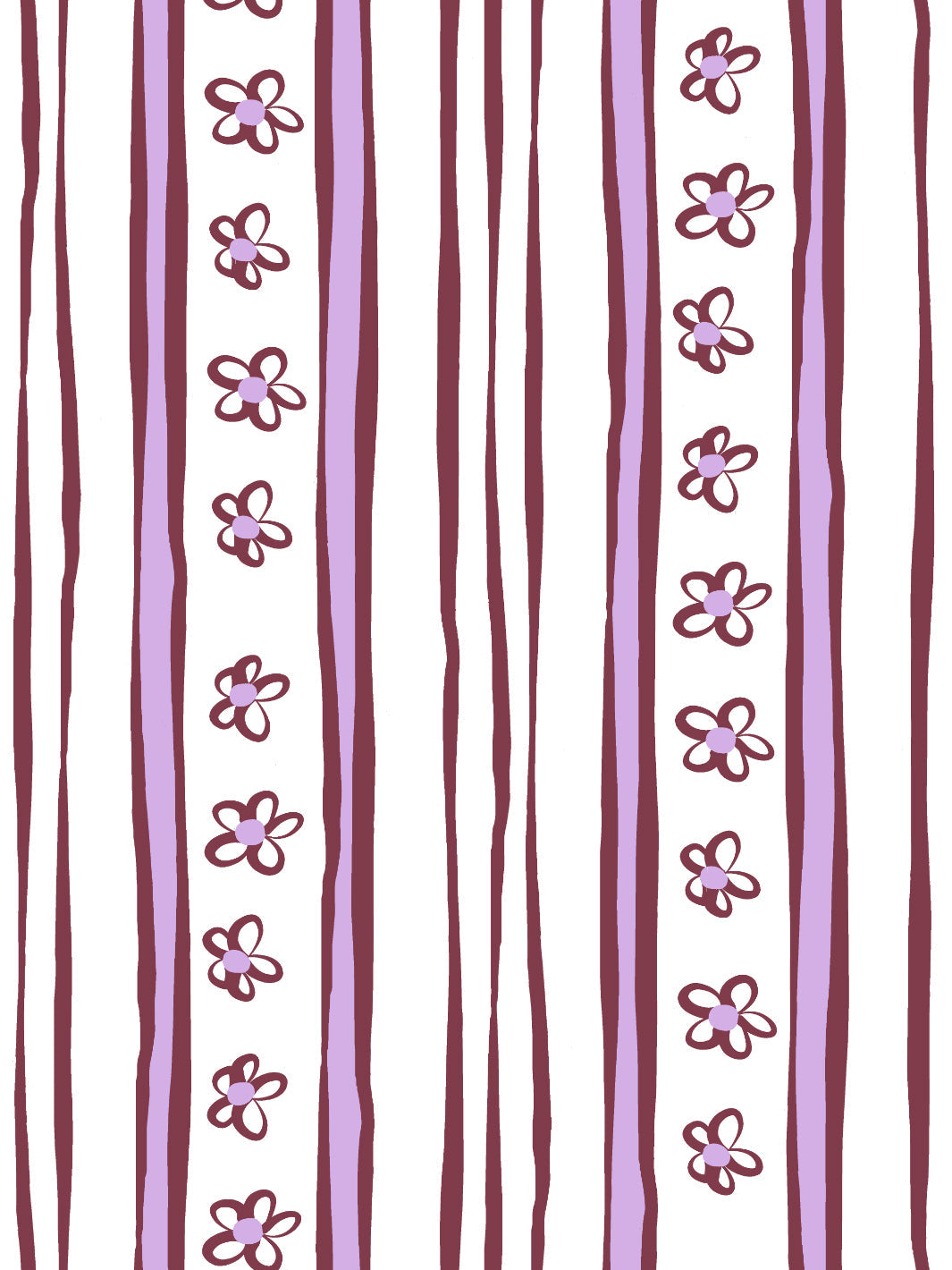 'Rita's Stripes' Wallpaper by Lingua Franca - Maroon Lilac