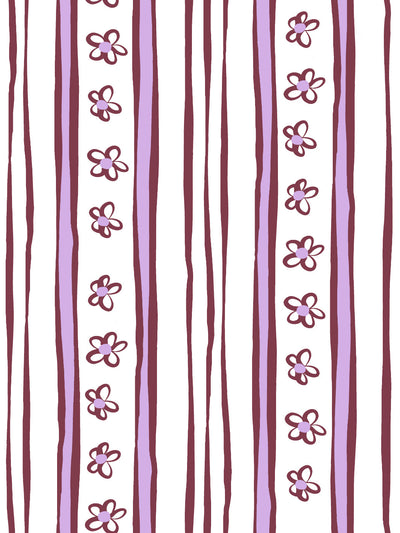 'Rita's Stripes' Wallpaper by Lingua Franca - Maroon Lilac