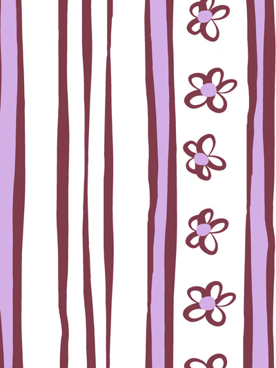 'Rita's Stripes' Wallpaper by Lingua Franca - Maroon Lilac