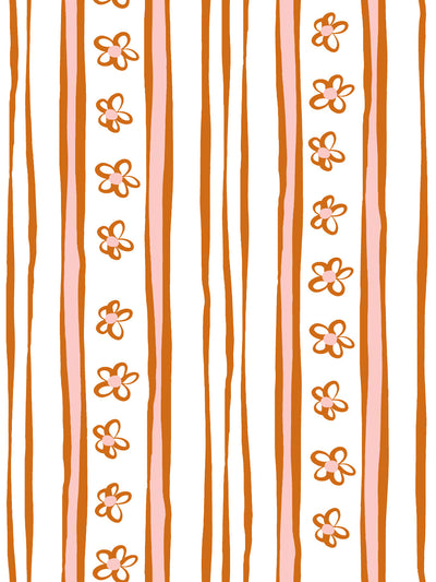 'Rita's Stripes' Wallpaper by Lingua Franca - Rust Pink