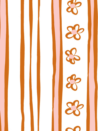 'Rita's Stripes' Wallpaper by Lingua Franca - Rust Pink