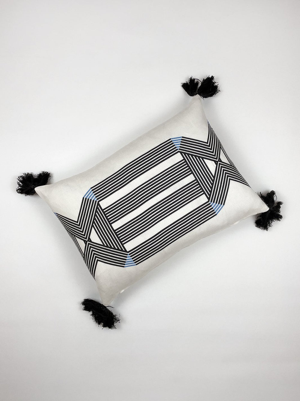 roman holiday key lumbar pillow by barbie black on white