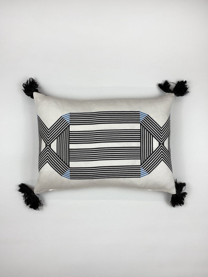 roman holiday key lumbar pillow by barbie black on white