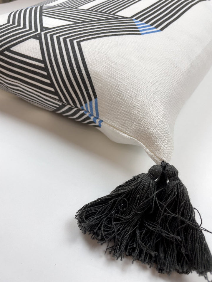 roman holiday key lumbar pillow by barbie black on white