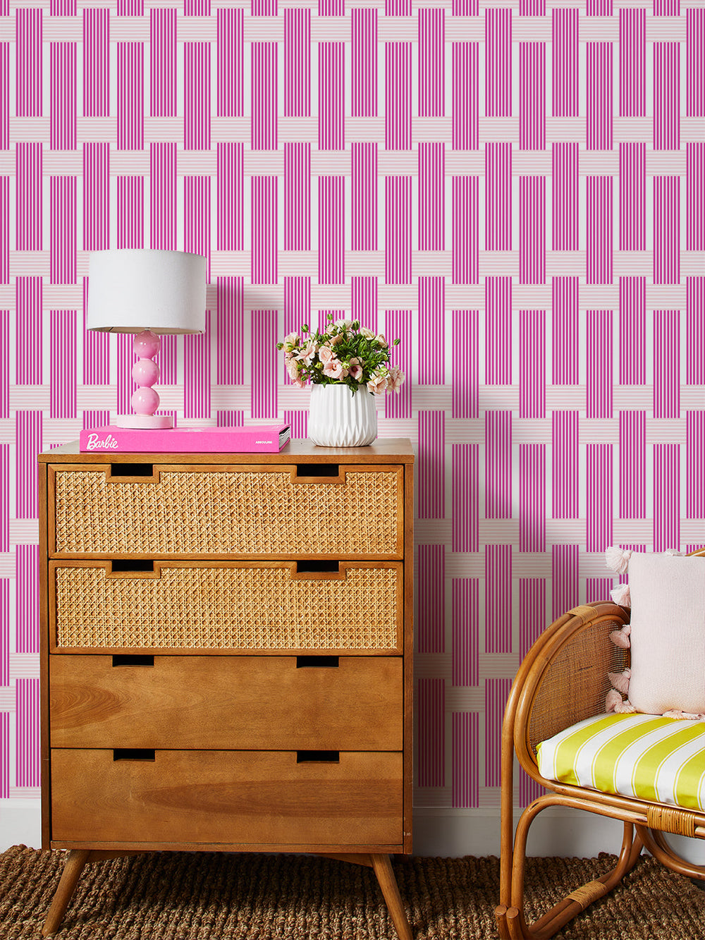 roman-holiday-woven-wallpaper-in-219-barbie-pink
