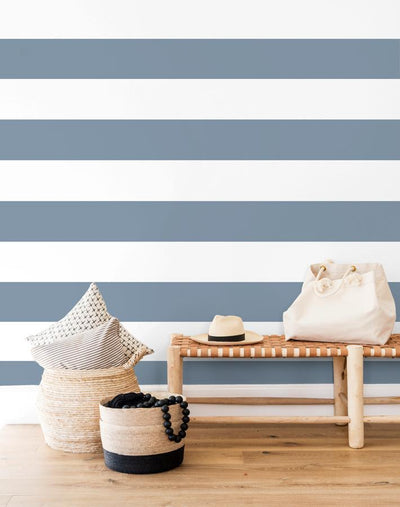 'Rugby Stripe' Wallpaper by Sugar Paper - French Blue