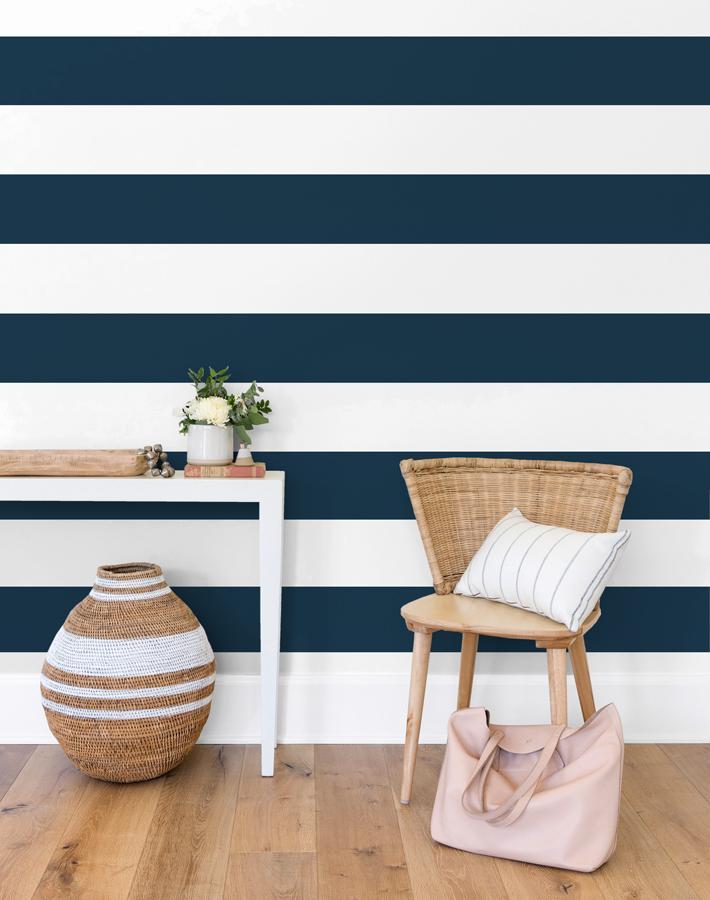 'Rugby Stripe' Wallpaper by Sugar Paper - Navy
