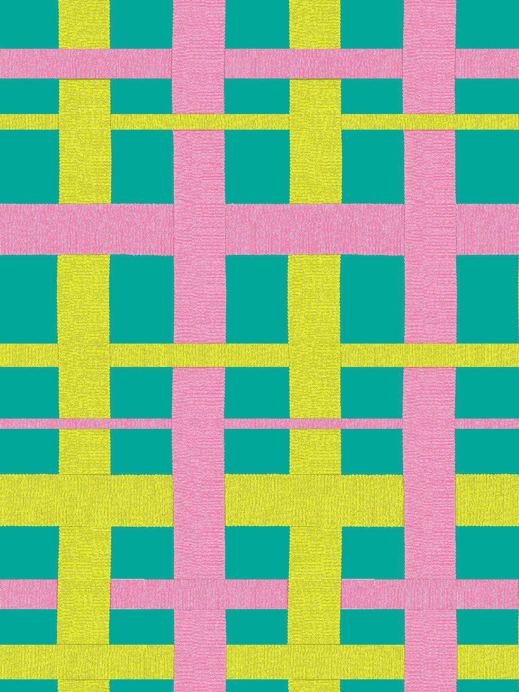 'Crosstown Plaid' Wallpaper by Sarah Jessica Parker - Citron on Teal