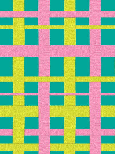 crosstown plaid wallpaper by sarah jessica parker citron on teal