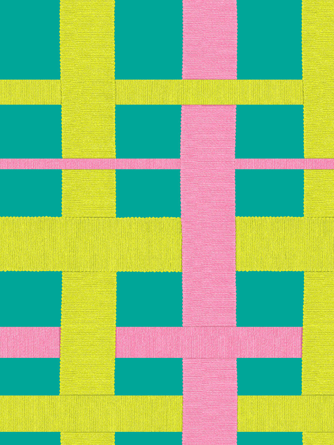 'Crosstown Plaid' Wallpaper by Sarah Jessica Parker - Citron on Teal