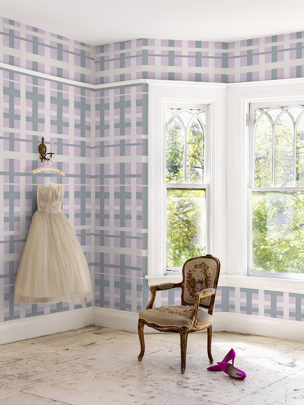 crosstown plaid wallpaper by sarah jessica parker pearl on heliotrope