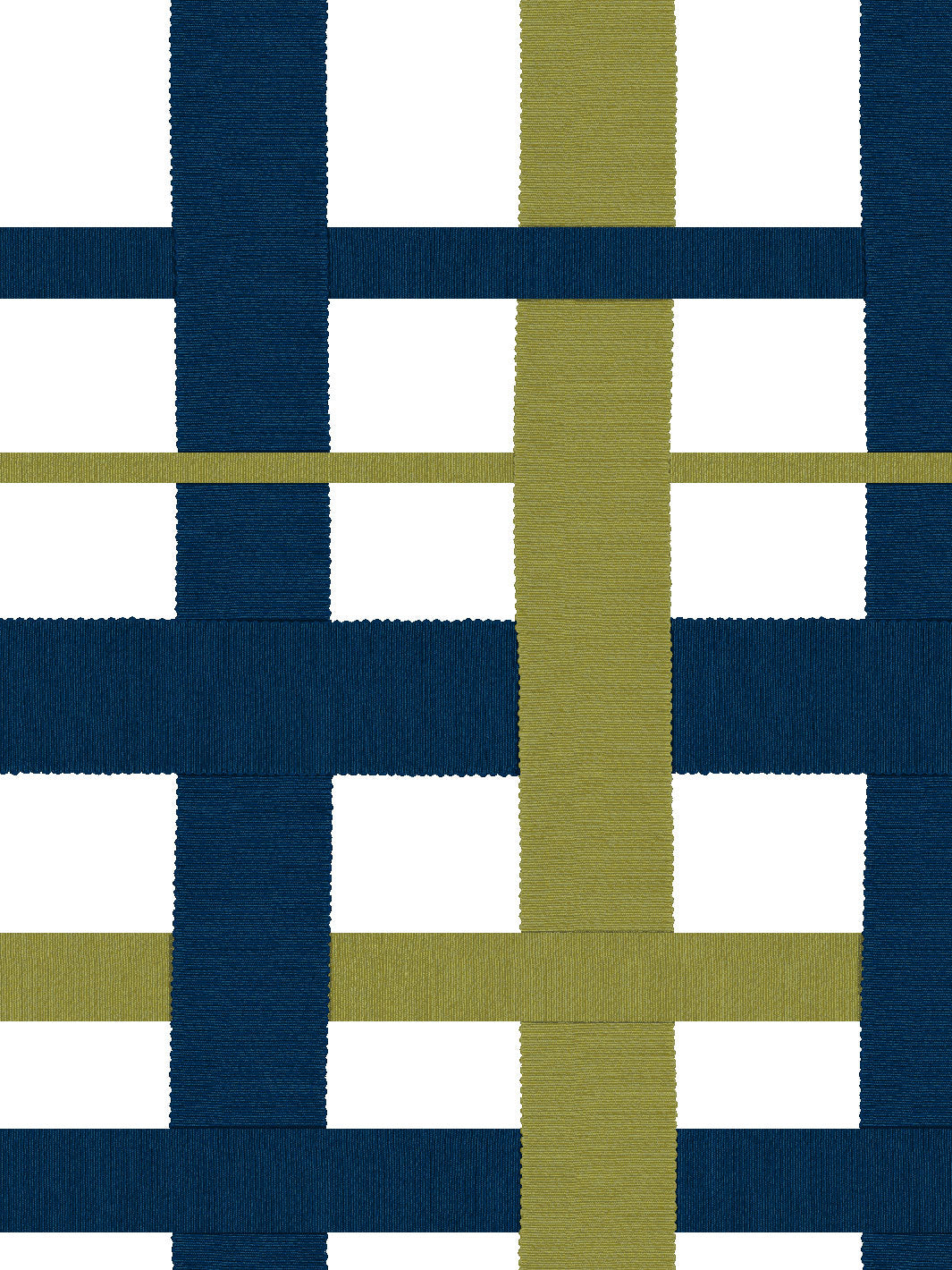 'Crosstown Plaid On White' Wallpaper by Sarah Jessica Parker - Navy Olive