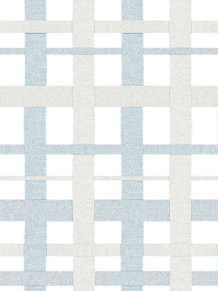 'Crosstown Plaid On White' Wallpaper by Sarah Jessica Parker - Silver Pearl