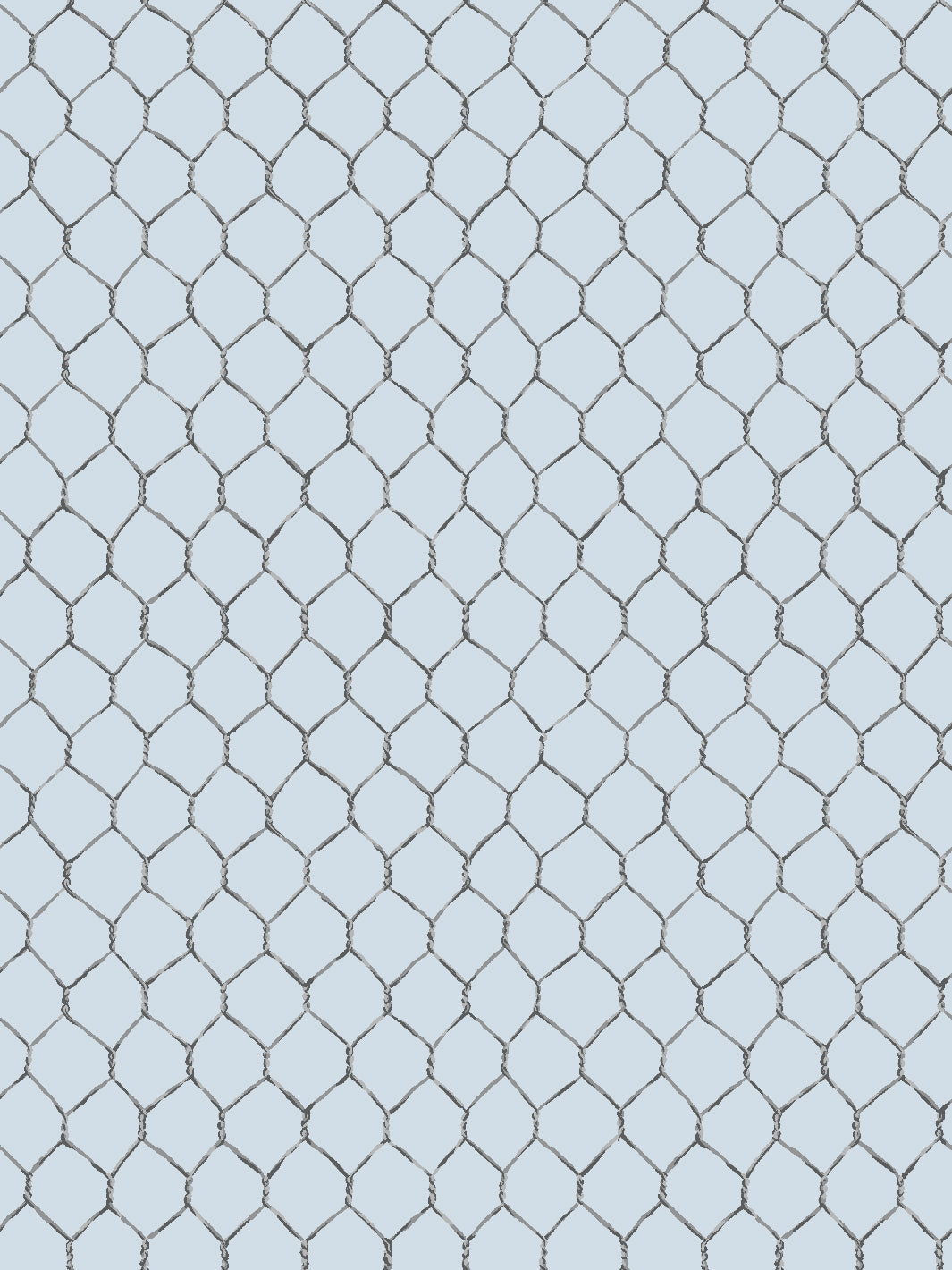 'Evelyn's Chicken Wire' Wallpaper by Sarah Jessica Parker - Metal on Misty Blue