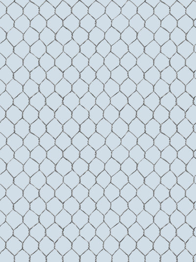 'Evelyn's Chicken Wire' Wallpaper by Sarah Jessica Parker - Metal on Misty Blue
