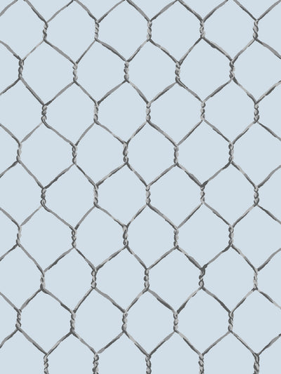 'Evelyn's Chicken Wire' Wallpaper by Sarah Jessica Parker - Metal on Misty Blue