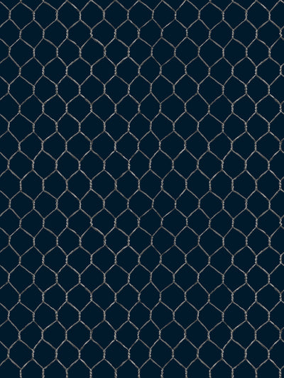 'Evelyn's Chicken Wire' Wallpaper by Sarah Jessica Parker - Metal on Navy