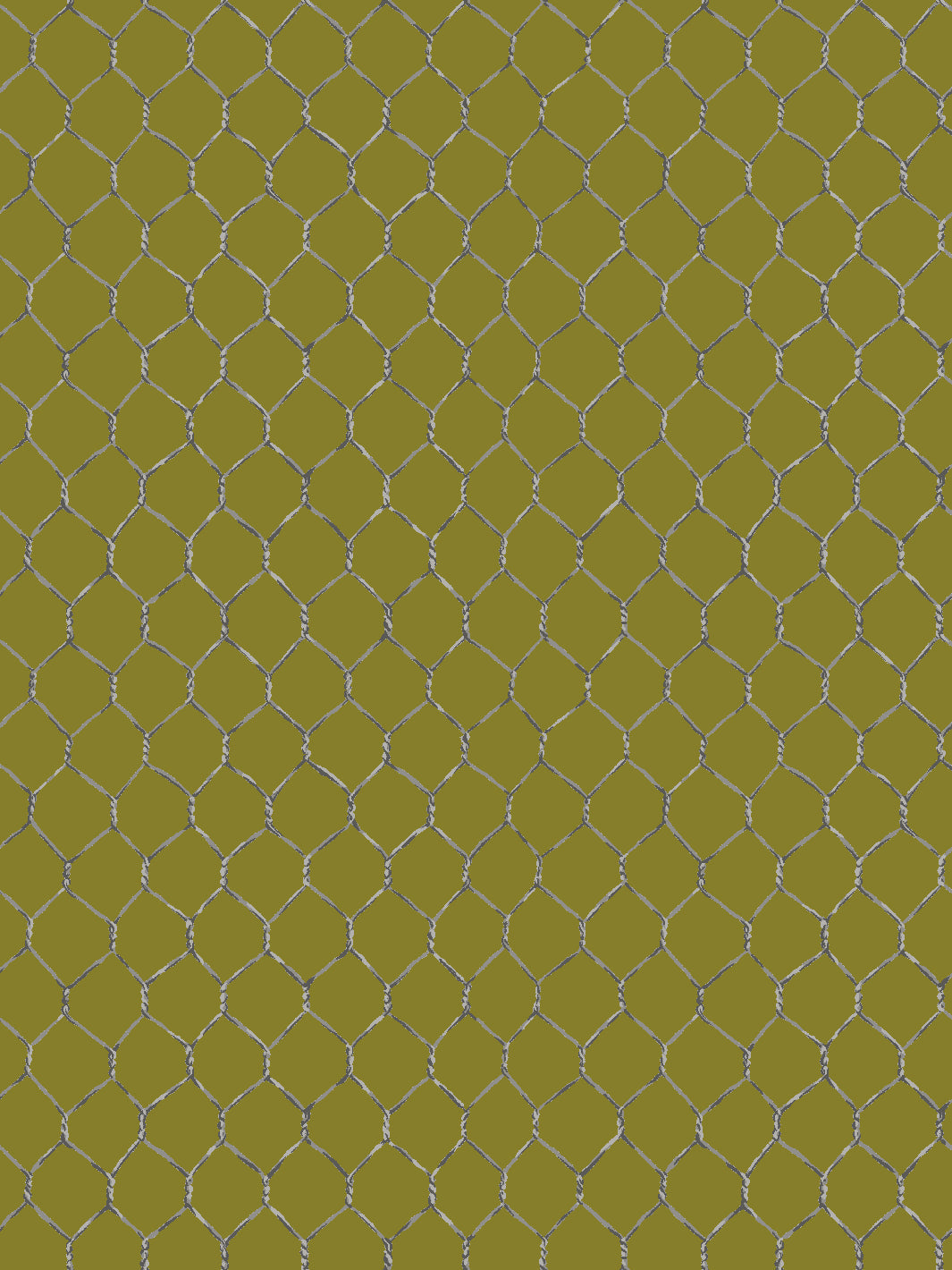 'Evelyn's Chicken Wire' Wallpaper by Sarah Jessica Parker - Metal on Olive