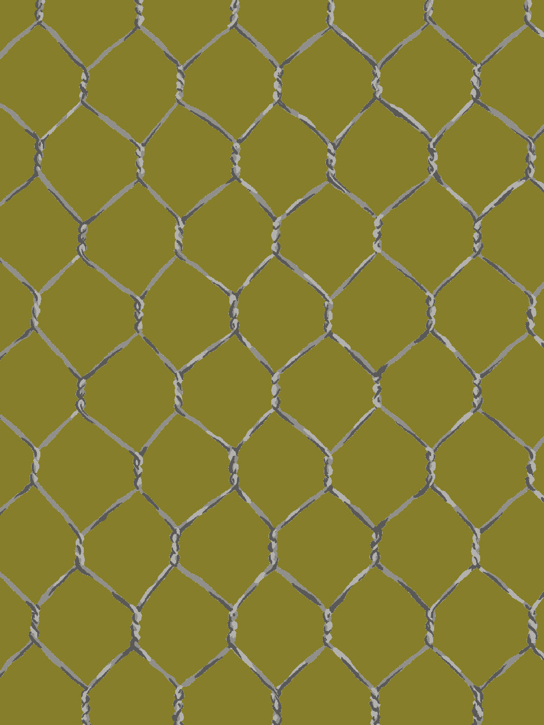 'Evelyn's Chicken Wire' Wallpaper by Sarah Jessica Parker - Metal on Olive