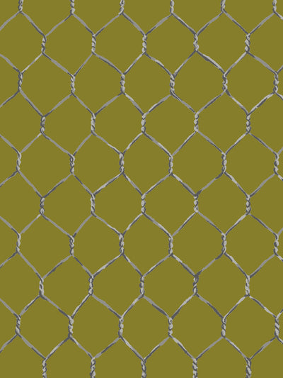 'Evelyn's Chicken Wire' Wallpaper by Sarah Jessica Parker - Metal on Olive