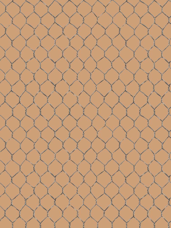 'Evelyn's Chicken Wire' Wallpaper by Sarah Jessica Parker - Metal on Pecan