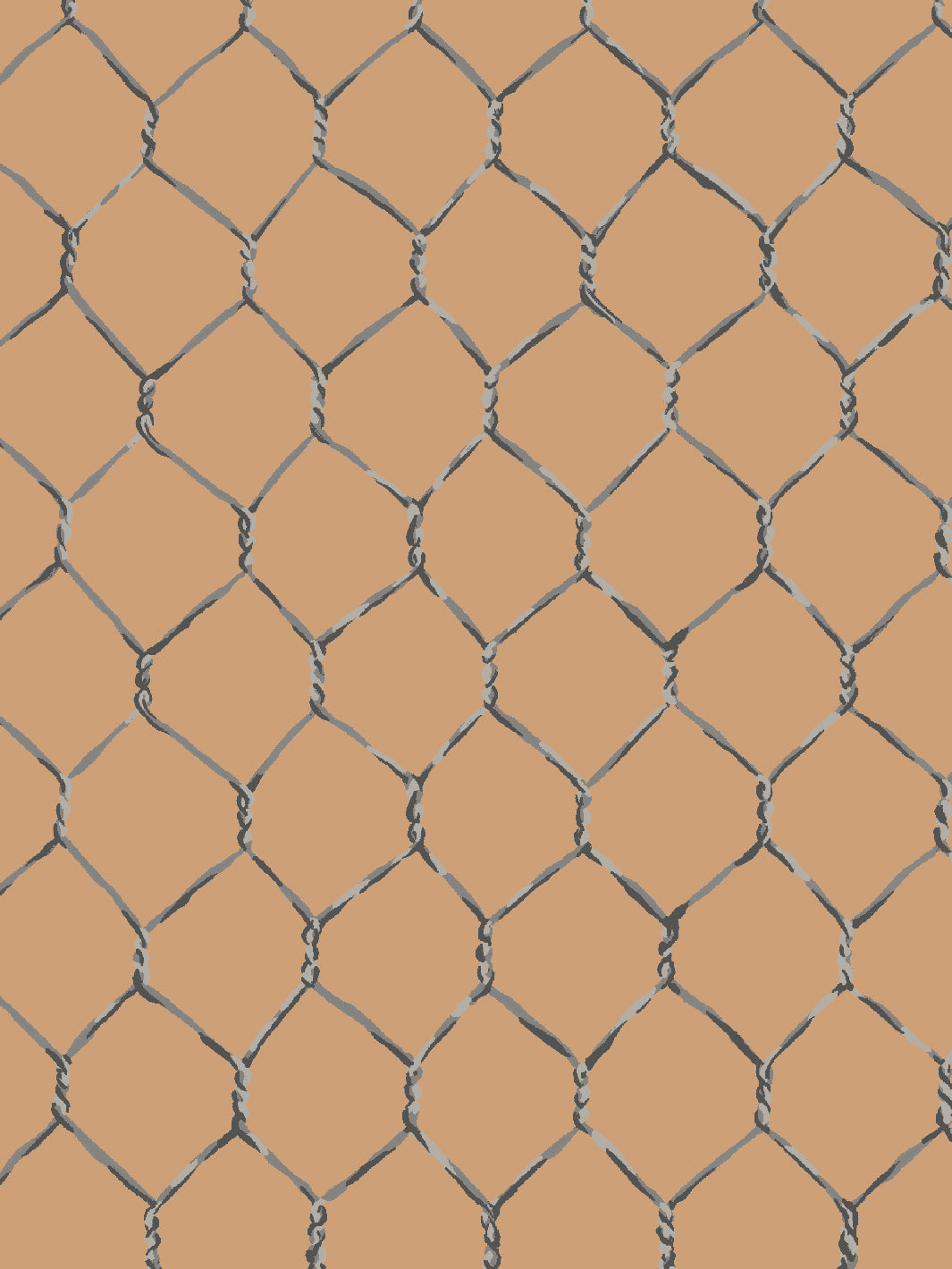 'Evelyn's Chicken Wire' Wallpaper by Sarah Jessica Parker - Metal on Pecan