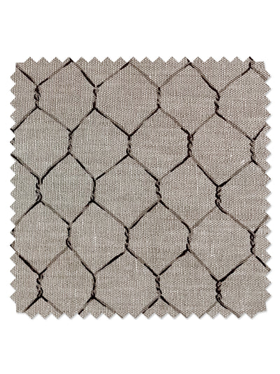 'Evelyn's Chicken Wire' Flax Fabric by Sarah Jessica Parker - Metal on Silver