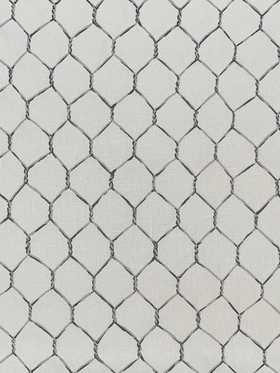 'Evelyn's Chicken Wire' Linen Fabric by Sarah Jessica Parker - Metal on Silver