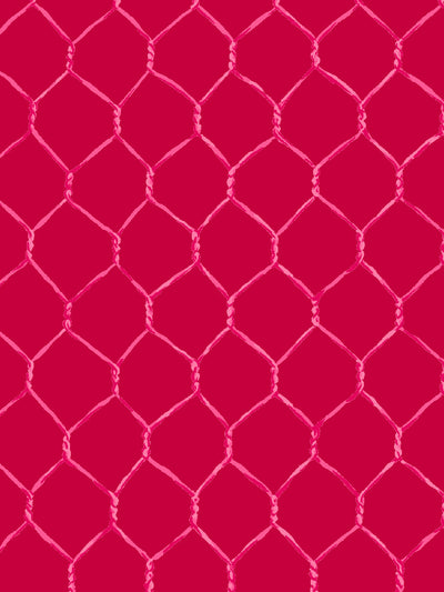 'Evelyn's Chicken Wire' Wallpaper by Sarah Jessica Parker - Pink on Geranium