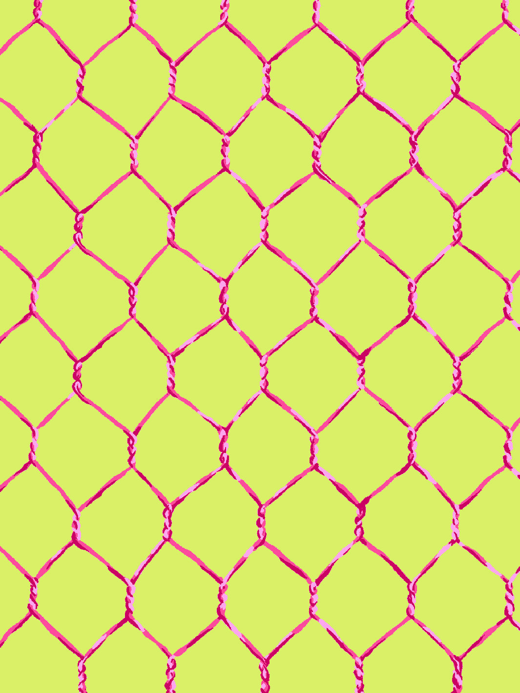 'Evelyn's Chicken Wire' Wallpaper by Sarah Jessica Parker - Raspberry on Citron