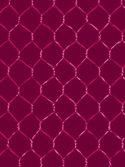 'Evelyn's Chicken Wire' Wallpaper by Sarah Jessica Parker - Raspberry on Claret