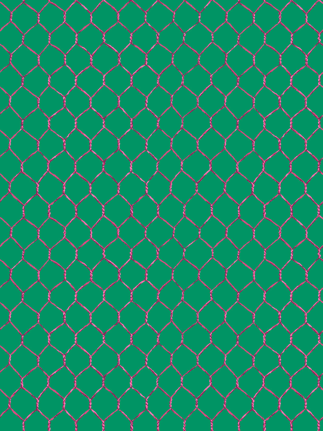 'Evelyn's Chicken Wire' Wallpaper by Sarah Jessica Parker - Raspberry on Emerald