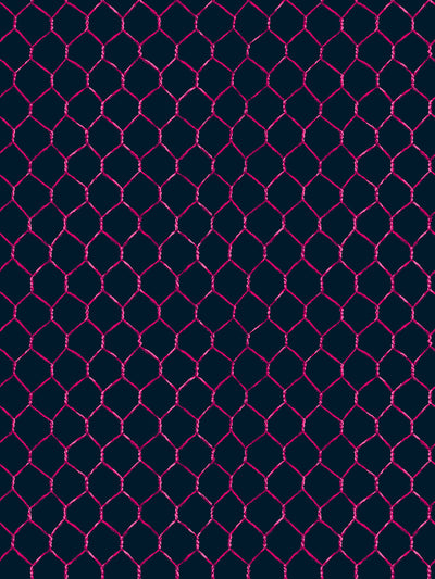 'Evelyn's Chicken Wire' Wallpaper by Sarah Jessica Parker - Raspberry on Navy