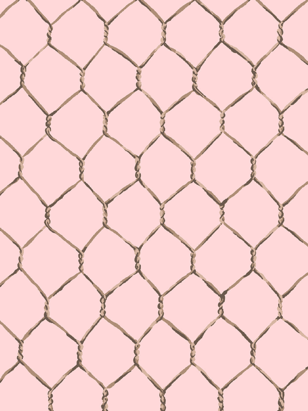 'Evelyn's Chicken Wire' Wallpaper by Sarah Jessica Parker - Sable on Pink