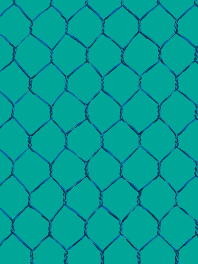 'Evelyn's Chicken Wire' Wallpaper by Sarah Jessica Parker - Sapphire on Teal