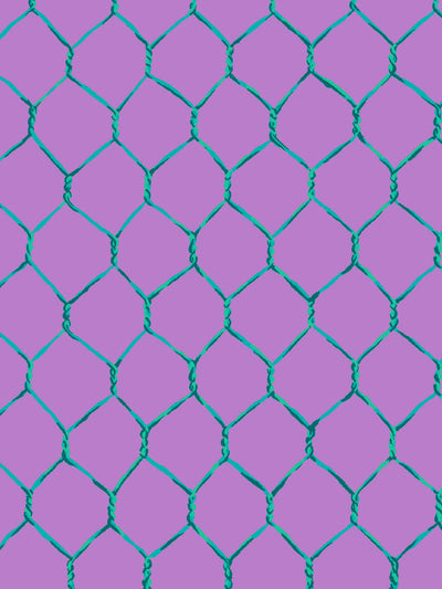 'Evelyn's Chicken Wire' Wallpaper by Sarah Jessica Parker - Teal on Lilac