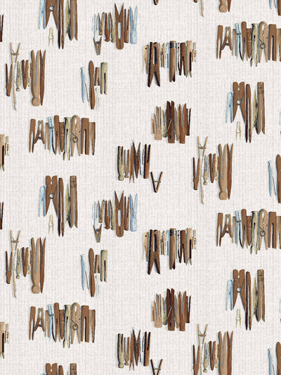 'Laundry Line' Wallpaper by Sarah Jessica Parker - Cream