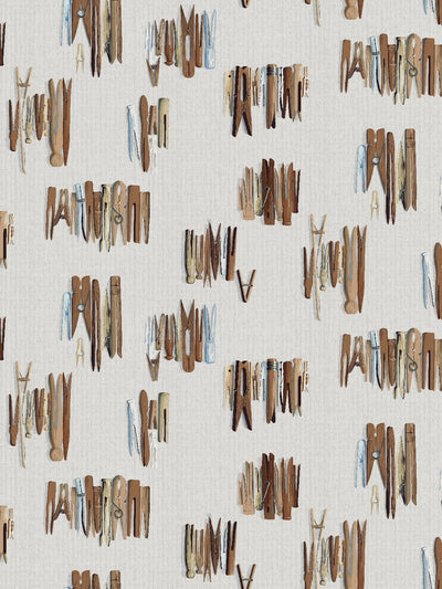 'Laundry Line' Wallpaper by Sarah Jessica Parker - Gray