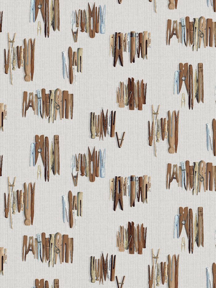 'Laundry Line' Wallpaper by Sarah Jessica Parker - Gray