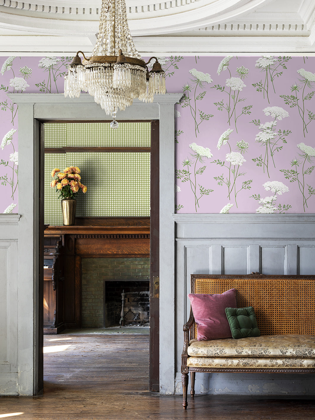 'Pixie Gingham' Wallpaper by Sarah Jessica Parker - Olive