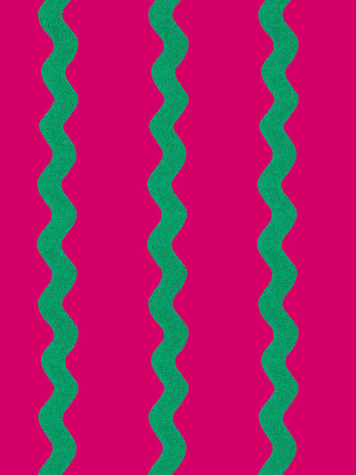 'Ric-Rac Stripe' Wallpaper by Sarah Jessica Parker - Raspberry Emerald