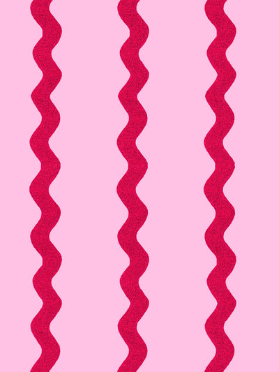 'Ric-Rac Stripe' Wallpaper by Sarah Jessica Parker - Rosé Geranium