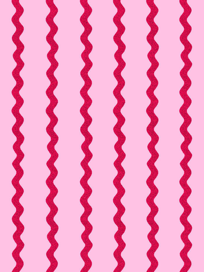 'Ric-Rac Stripe' Wallpaper by Sarah Jessica Parker - Rosé Geranium