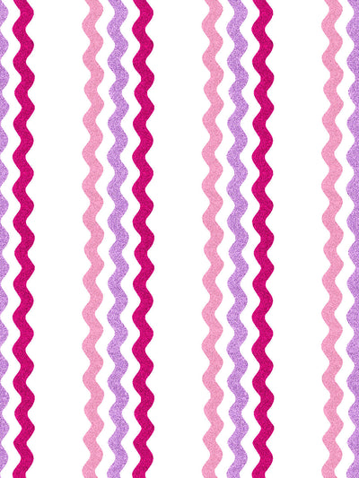 'Ric-Rac Bands' Wallpaper by Sarah Jessica Parker - Blush Lilac Raspberry