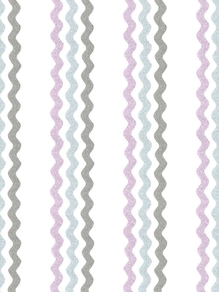 'Ric-Rac Bands' Wallpaper by Sarah Jessica Parker - Lavender Silver Metal