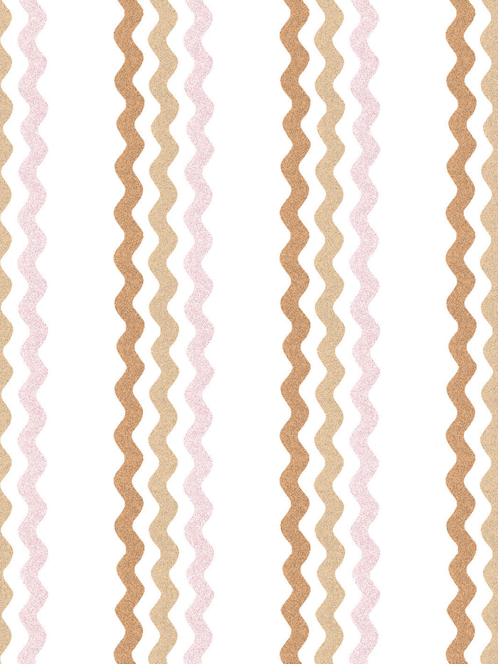 'Ric-Rac Bands' Wallpaper by Sarah Jessica Parker - Pecan Sable Pink
