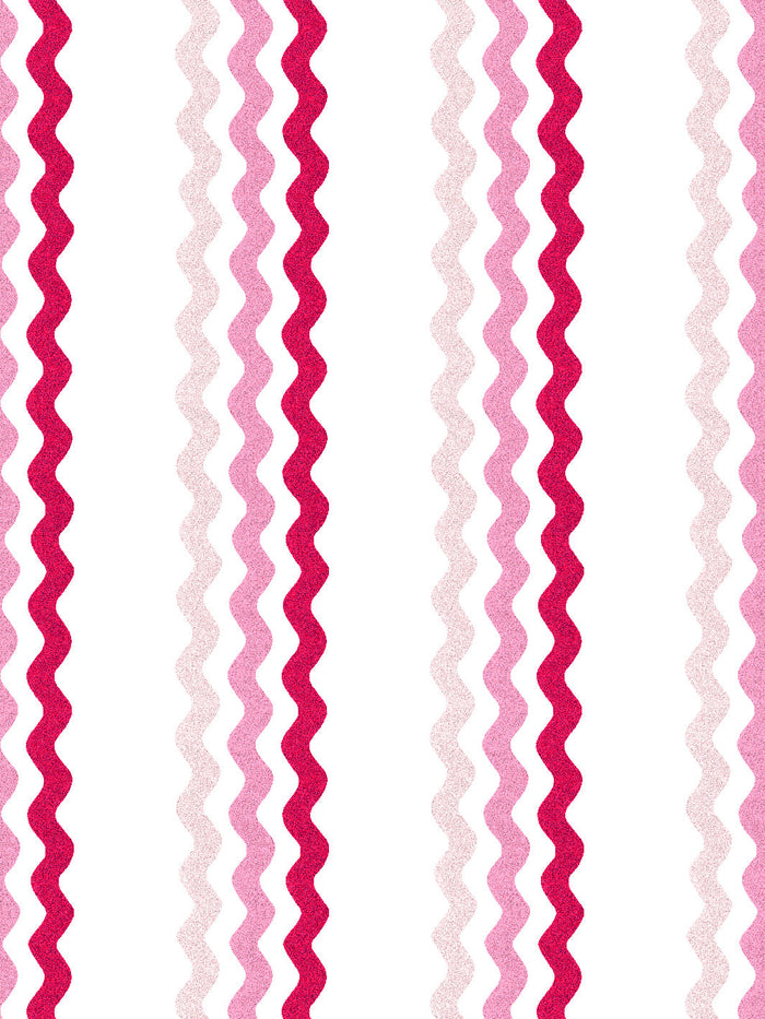 'Ric-Rac Bands' Wallpaper by Sarah Jessica Parker - Pink Slipper Geranium