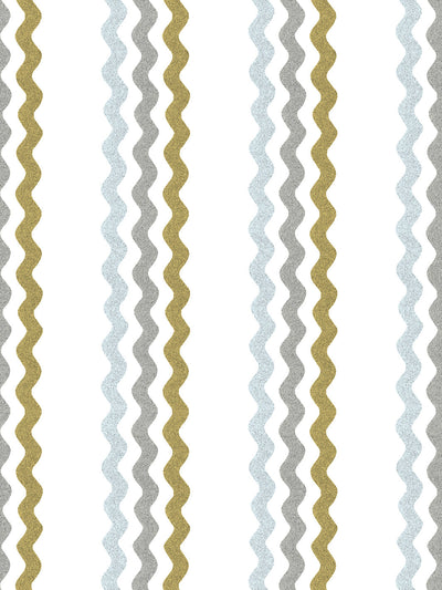 'Ric-Rac Bands' Wallpaper by Sarah Jessica Parker - Silver Metal Olive