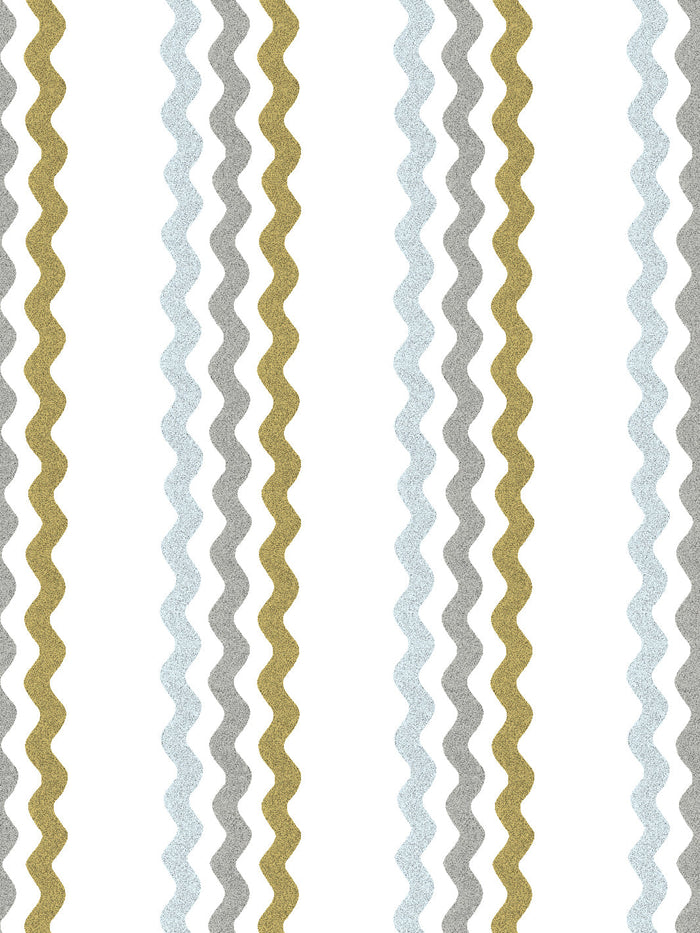 'Ric-Rac Bands' Wallpaper by Sarah Jessica Parker - Silver Metal Olive