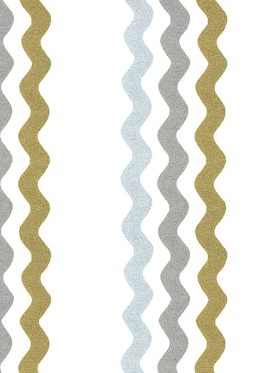 'Ric-Rac Bands' Wallpaper by Sarah Jessica Parker - Silver Metal Olive